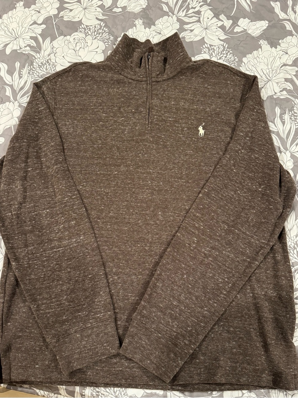 Ralph Lauren Men’s Brown Marl Quarter-Zip Sweater